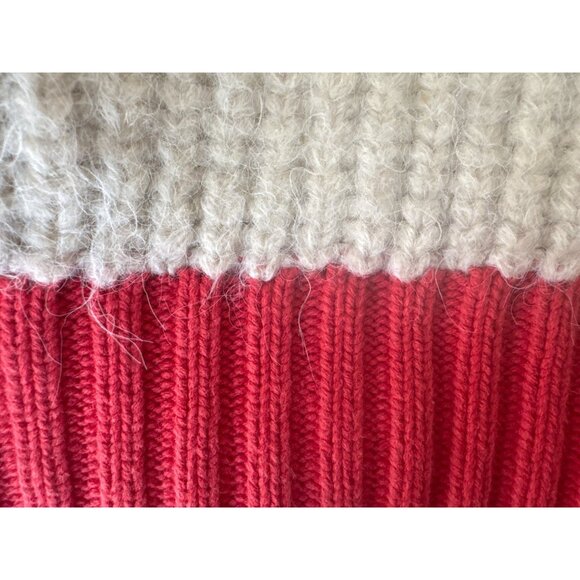 ZARA Small Knit Sweater Red & Cream Ribbed Crewneck Acrylic Blend - Picture 7 of 11